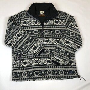 L.L. Bean Black and Gray Patterned Zip Up Sweater